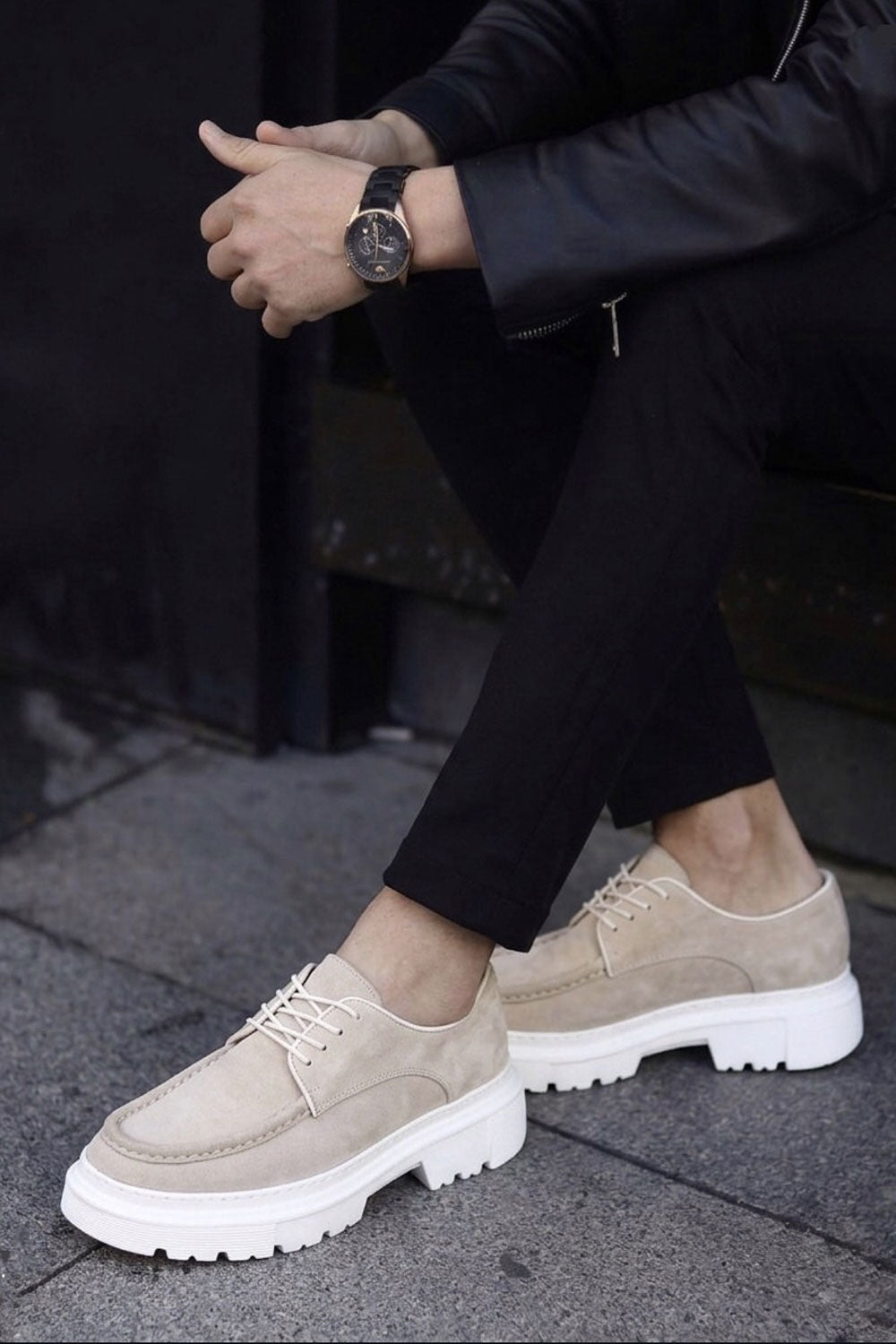 Χειροποίητα Παπούτσια Suede Urban Derby Studio – Μπεζ