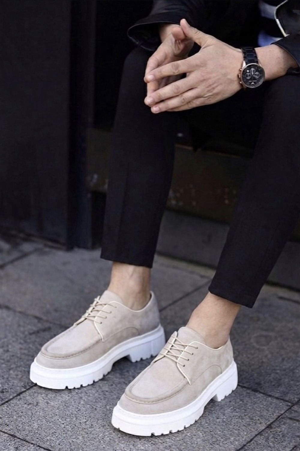 Χειροποίητα Παπούτσια Suede Urban Derby Studio – Μπεζ