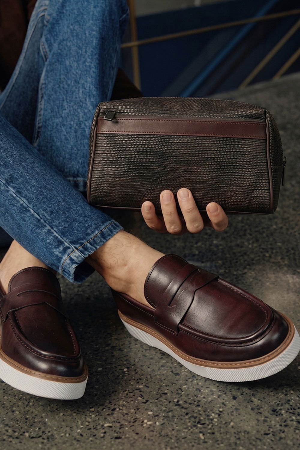 Χειροποίητα Παπούτσια Leather Penny Loafers Studio – Μπορντό