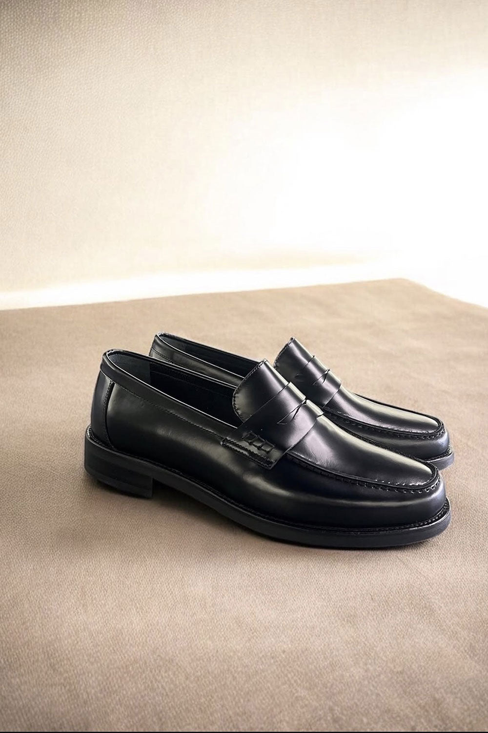 Χειροποίητα Παπούτσια Leather Classic Loafers Studio – Μαύρο