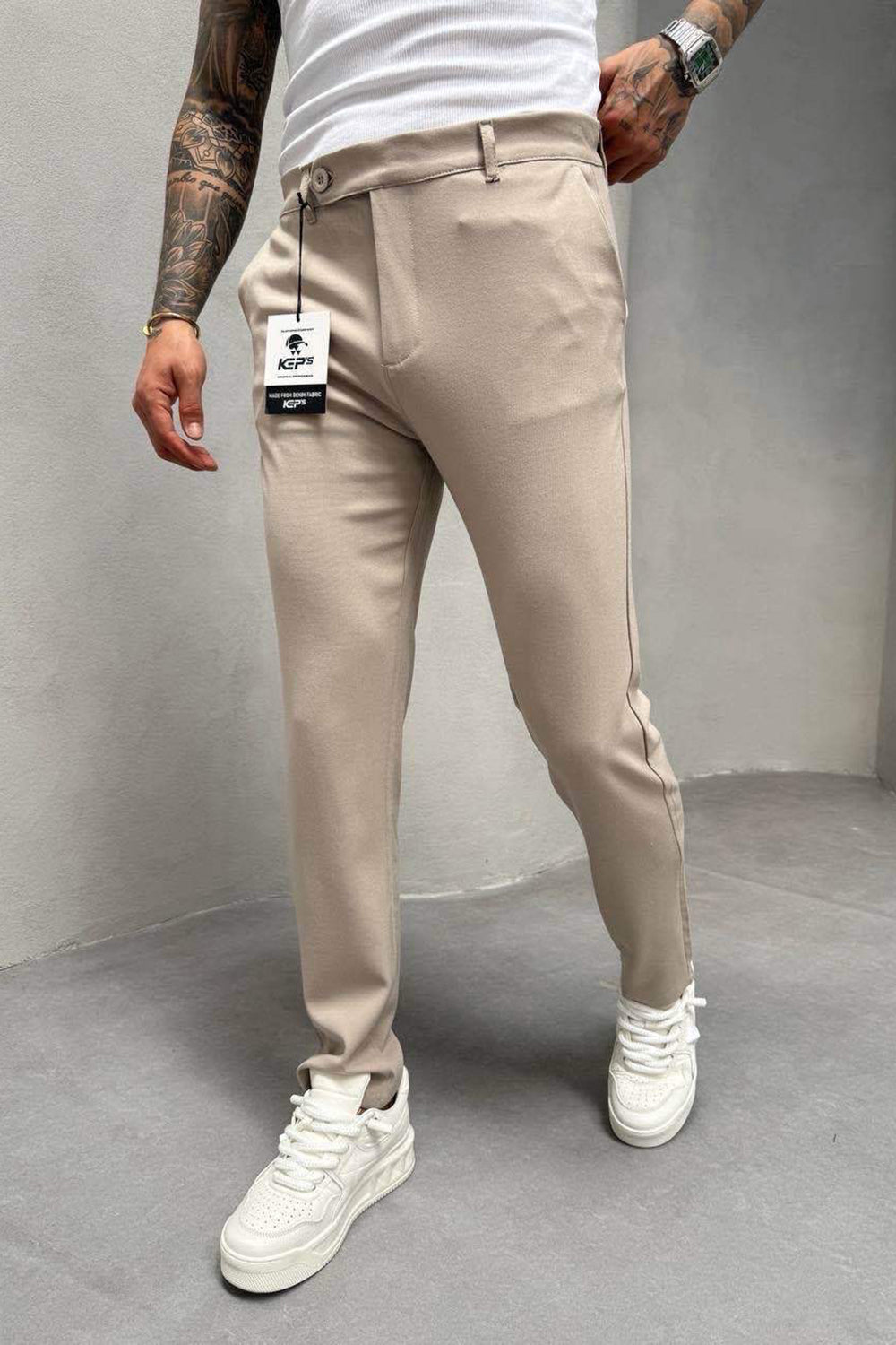 Urban Slim Fit Υφασμάτινο Παντελόνι- Μπεζ