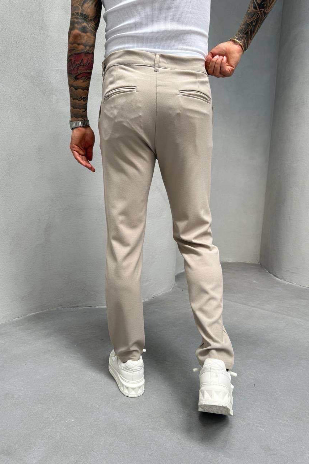 Urban Slim Fit Υφασμάτινο Παντελόνι- Μπεζ