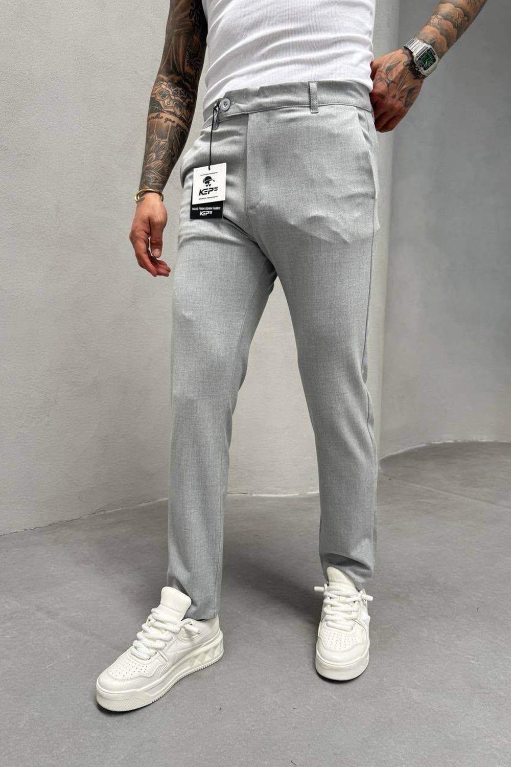 Urban Slim Fit Υφασμάτινο Παντελόνι- Γκρι