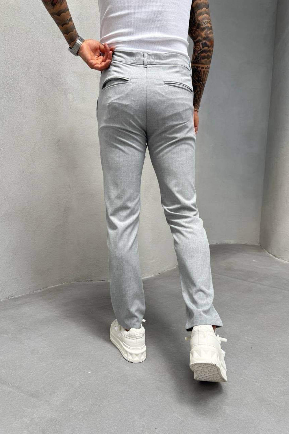 Urban Slim Fit Υφασμάτινο Παντελόνι- Γκρι