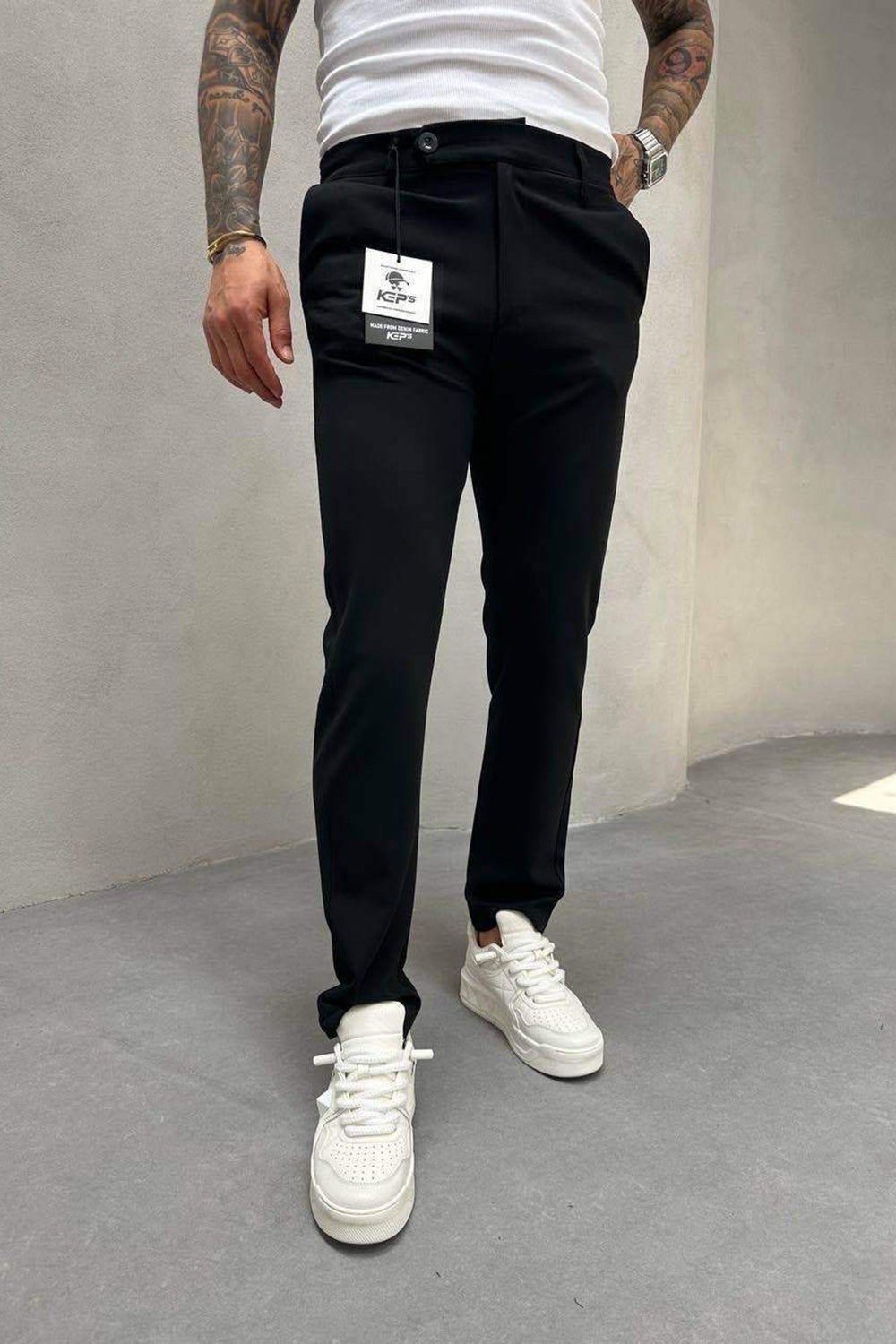 Urban Slim Fit Υφασμάτινο Παντελόνι- Μαύρο