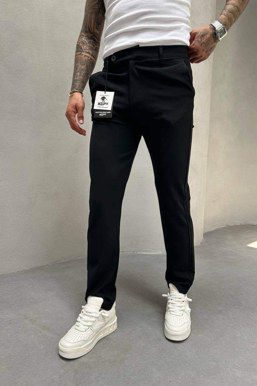 Urban Slim Fit Υφασμάτινο Παντελόνι- Μαύρο