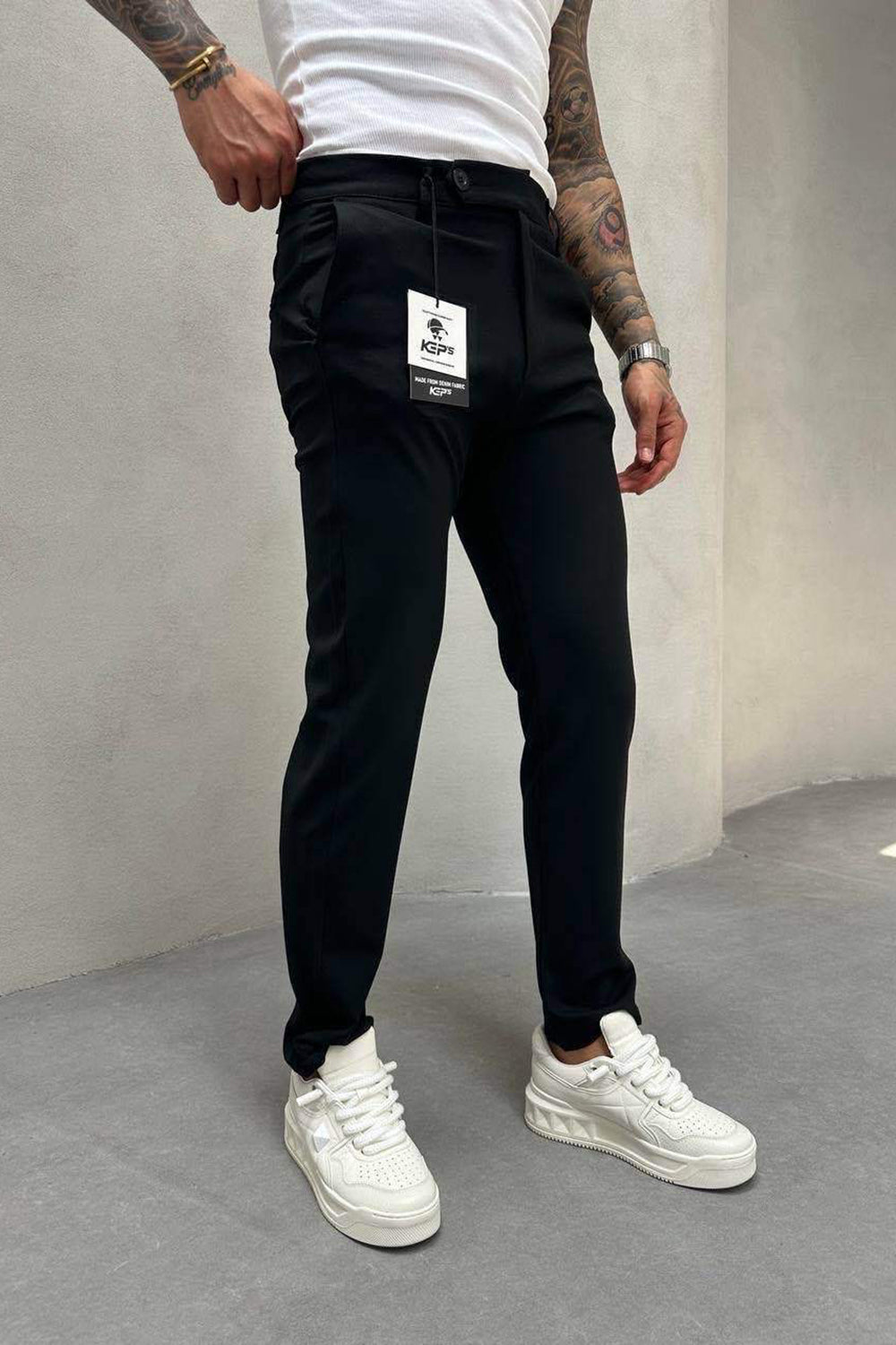 Urban Slim Fit Υφασμάτινο Παντελόνι- Μαύρο