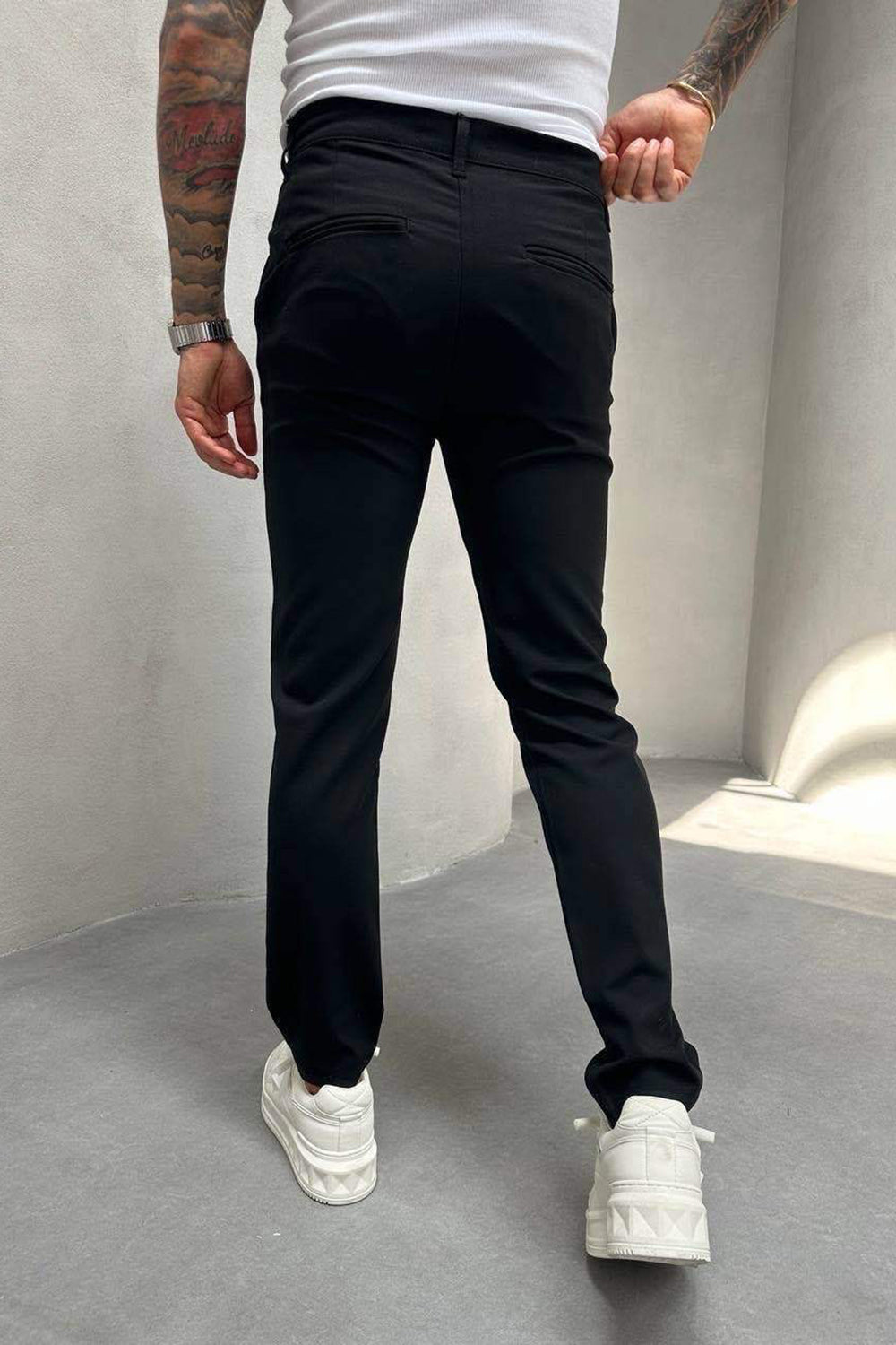Urban Slim Fit Υφασμάτινο Παντελόνι- Μαύρο