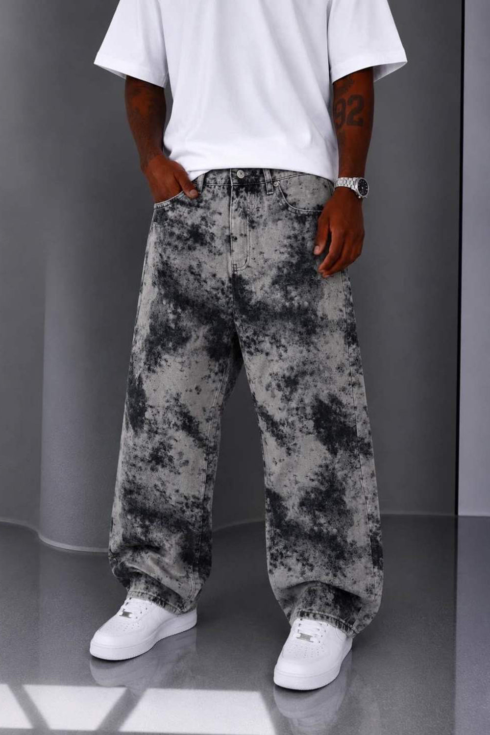 Baggy Relax Jean  Acid Wash - Ξεβαμμένο Μπλε Γκρι