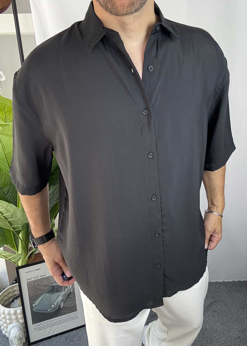 Basic Oversized Πουκάμισο -Μαύρο – 4