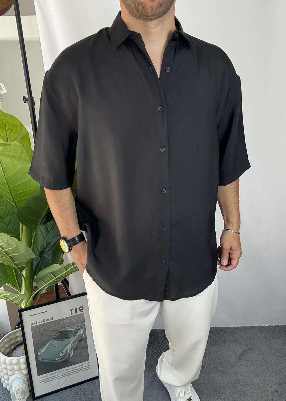 Basic Oversized Πουκάμισο -Μαύρο – 5