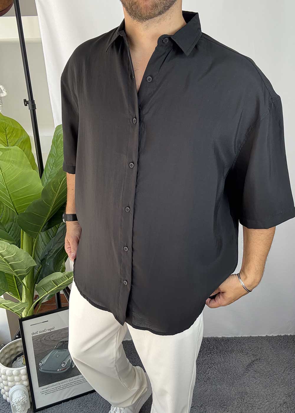 Basic Oversized Πουκάμισο -Μαύρο – 6
