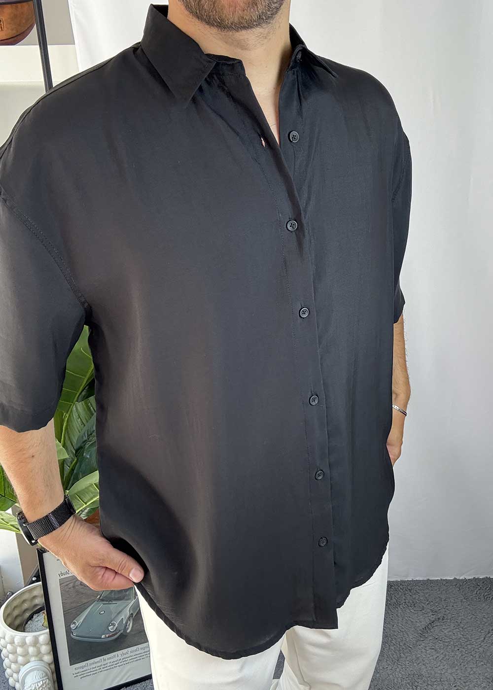 Basic Oversized Πουκάμισο -Μαύρο – 7