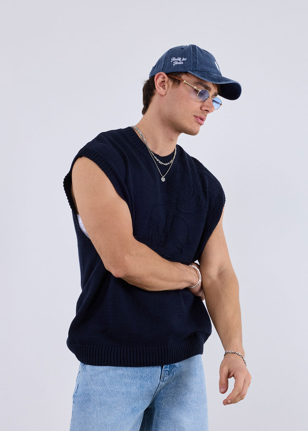 Oversized Πλεκτό Γιλέκο Orchid – Blue – 4