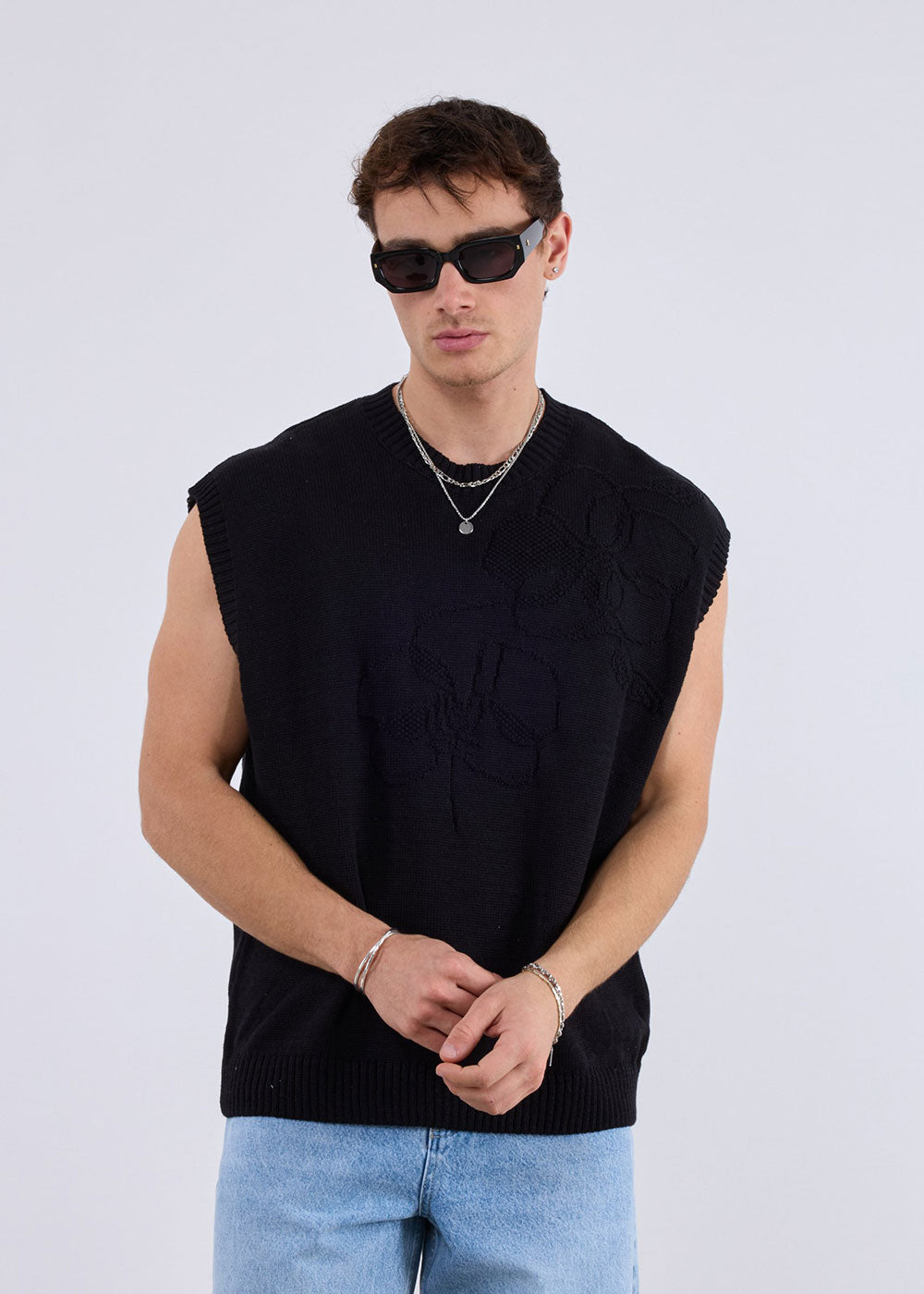 Oversized Πλεκτό Γιλέκο Orchid – Μαύρο