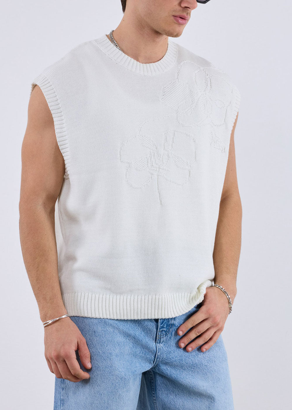 Oversized Πλεκτό Γιλέκο Orchid – Εκρού