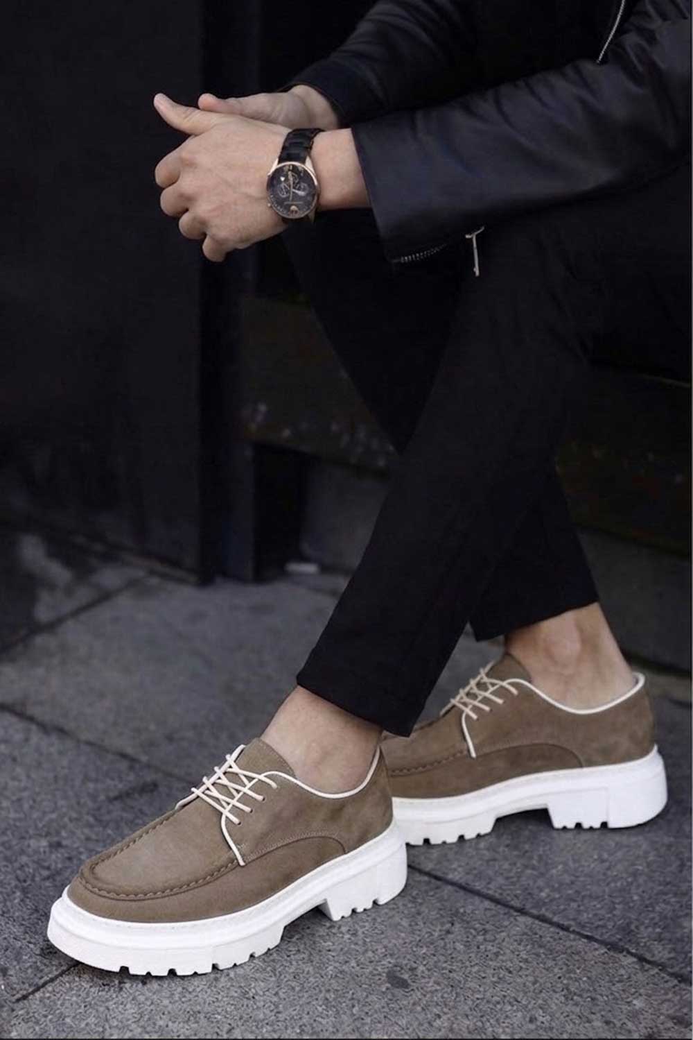 Χειροποίητα Παπούτσια Suede Urban Derby Studio – Μπεζ Της Αμμού