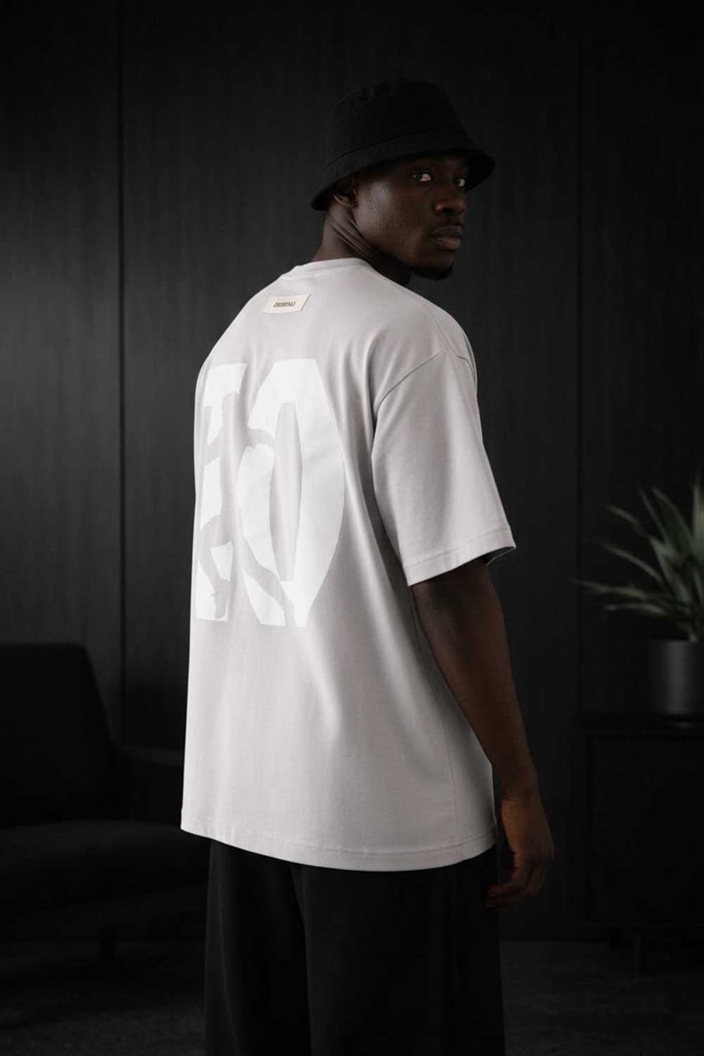 Oversized T-Shirt με Diego Graphic Πλάτης – Γκρι