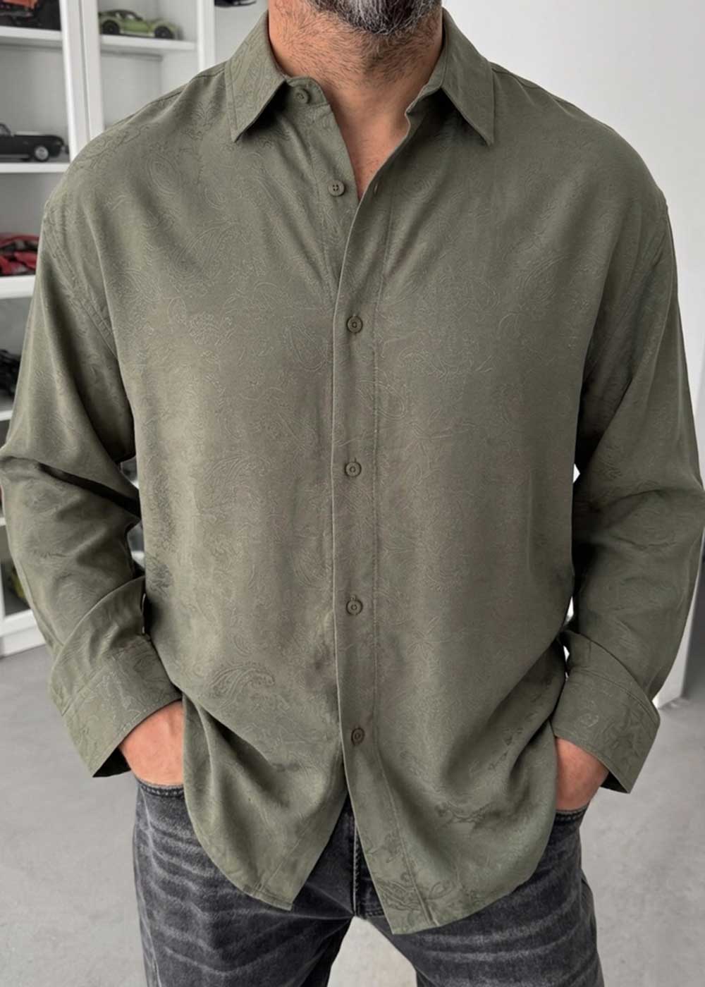 Πουκάμισο Paisley Textured – Χακί – 2