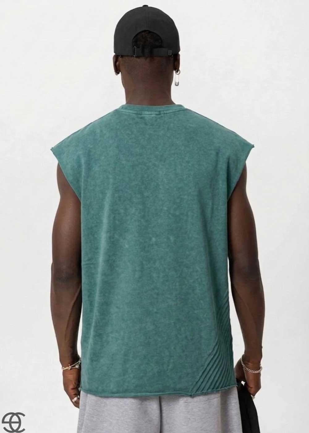 Basic Oversized Αμάνικο T-Shirt - Σμαραγδί Ξεβαμμένο – 2