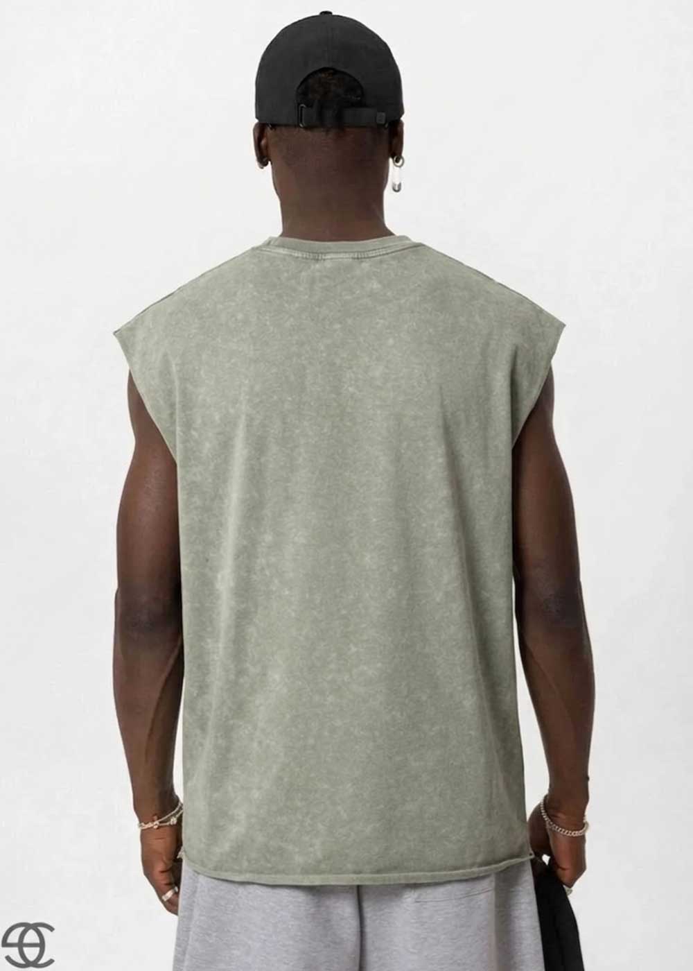 Basic Oversized Αμάνικο T-Shirt - Χακί Ξεβαμμένο – 3