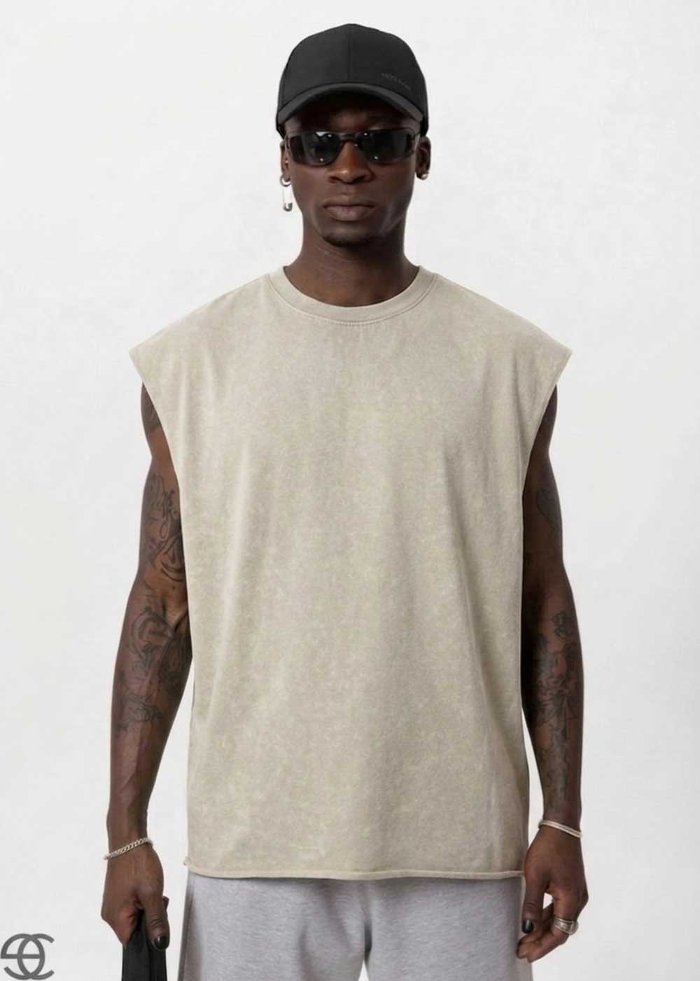 Basic Oversized Αμάνικο T-Shirt - Βιζόν Ξεβαμμένο – 4