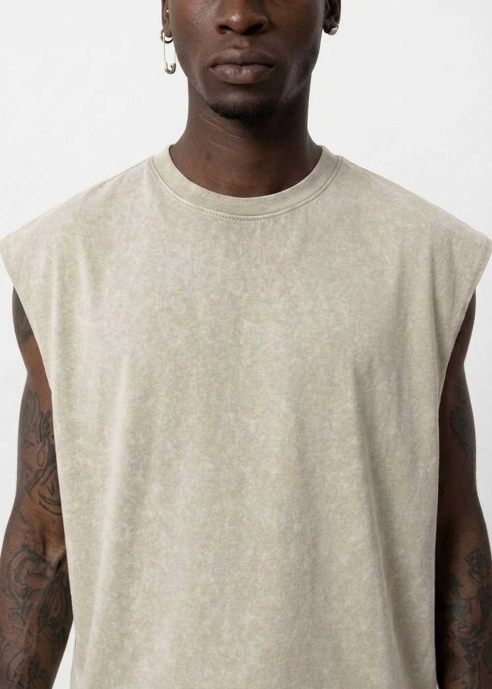 Basic Oversized Αμάνικο T-Shirt - Βιζόν Ξεβαμμένο – 2