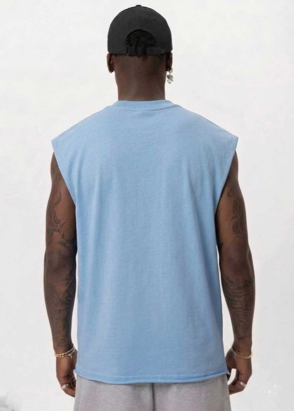 Basic Oversized Αμάνικο T-Shirt - Γαλάζιο – 2