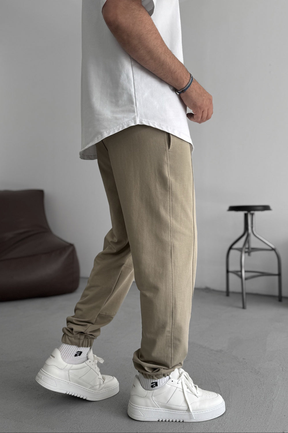 Φόρμα Jogger με Ραφές και Λάστιχο στο Τελείωμα - Χακί