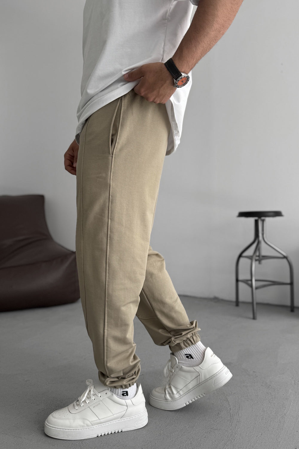 Φόρμα Jogger με Ραφές και Λάστιχο στο Τελείωμα - Χακί