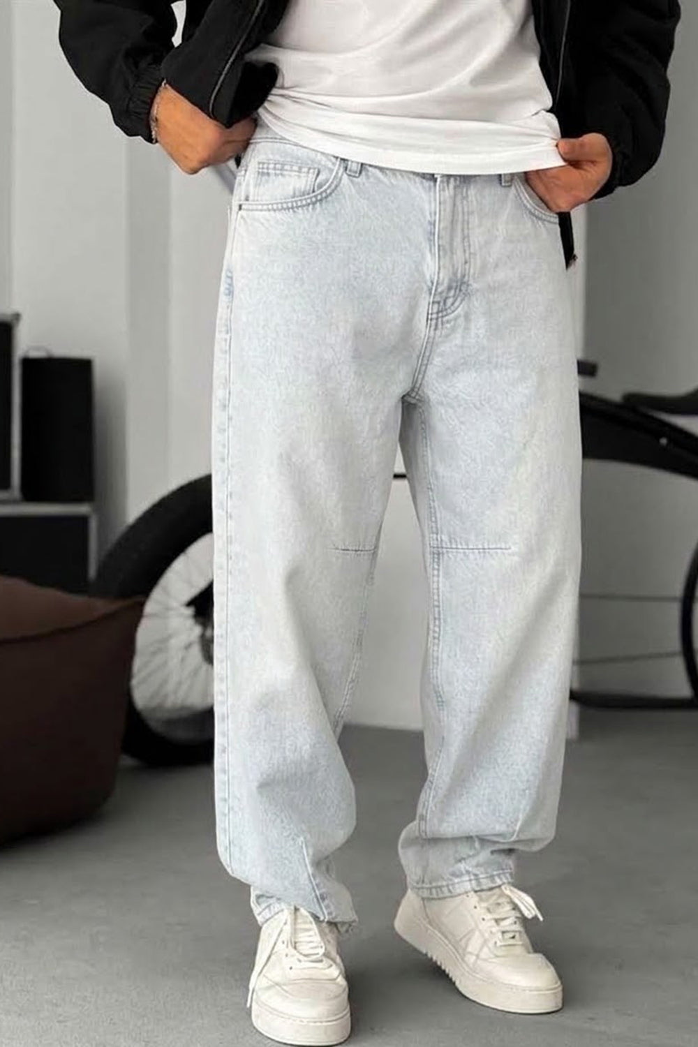 Washed Baggy Jean με Τονισμένες Ραφές – Του Πάγου