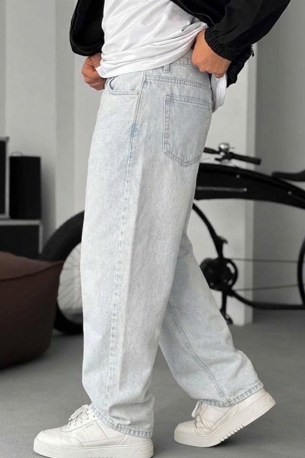 Washed Baggy Jean με Τονισμένες Ραφές – Του Πάγου