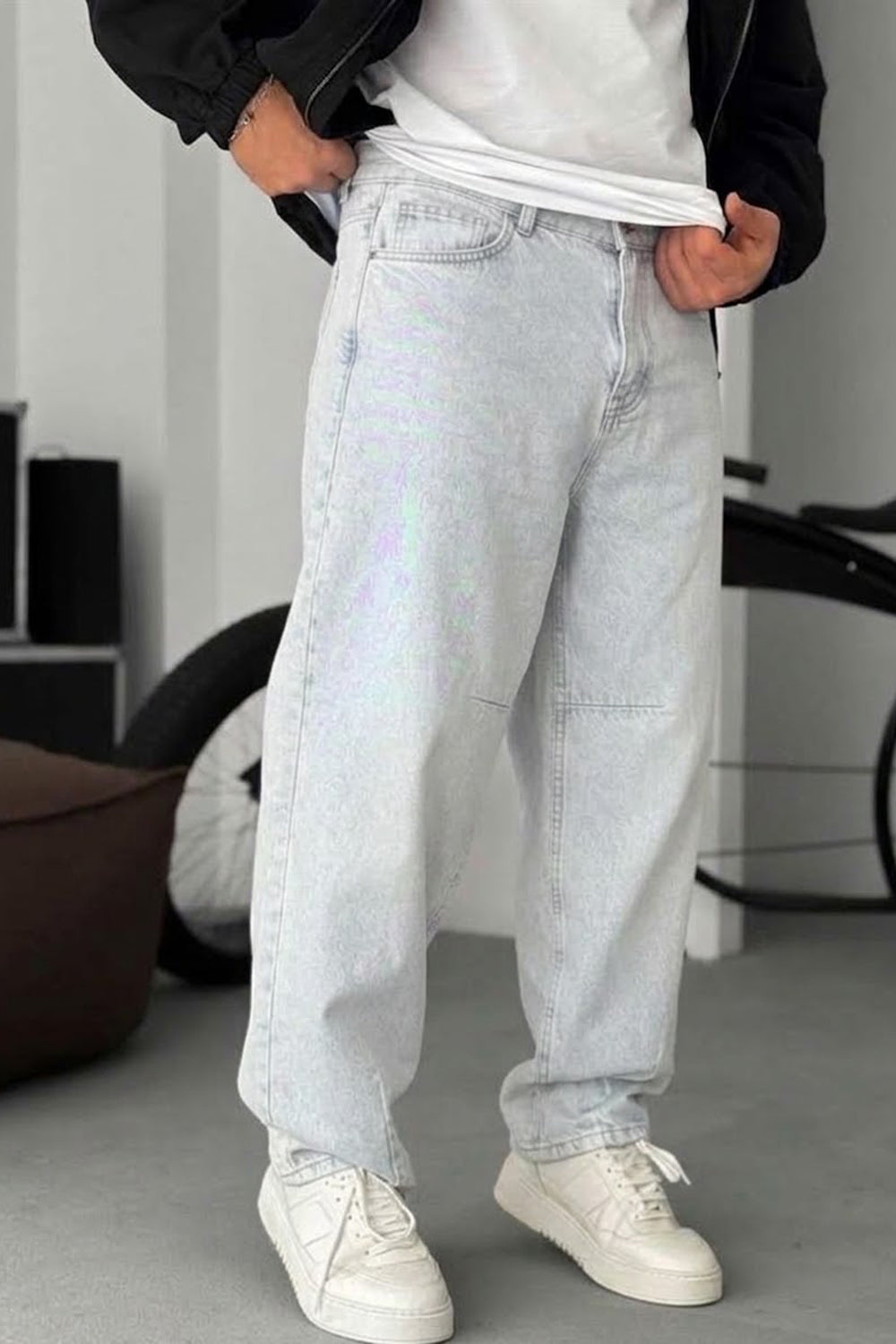 Washed Baggy Jean με Τονισμένες Ραφές – Του Πάγου