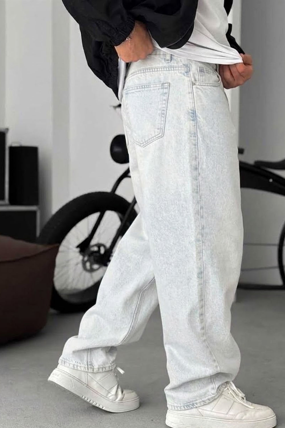 Washed Baggy Jean με Τονισμένες Ραφές – Του Πάγου