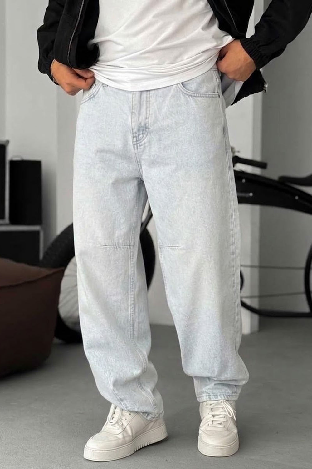 Washed Baggy Jean με Τονισμένες Ραφές – Του Πάγου