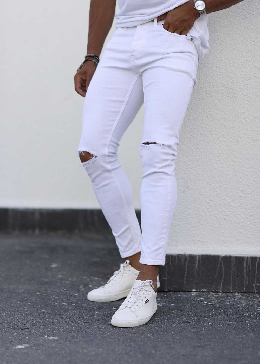 Ripped Skinny Jeans In White – 2