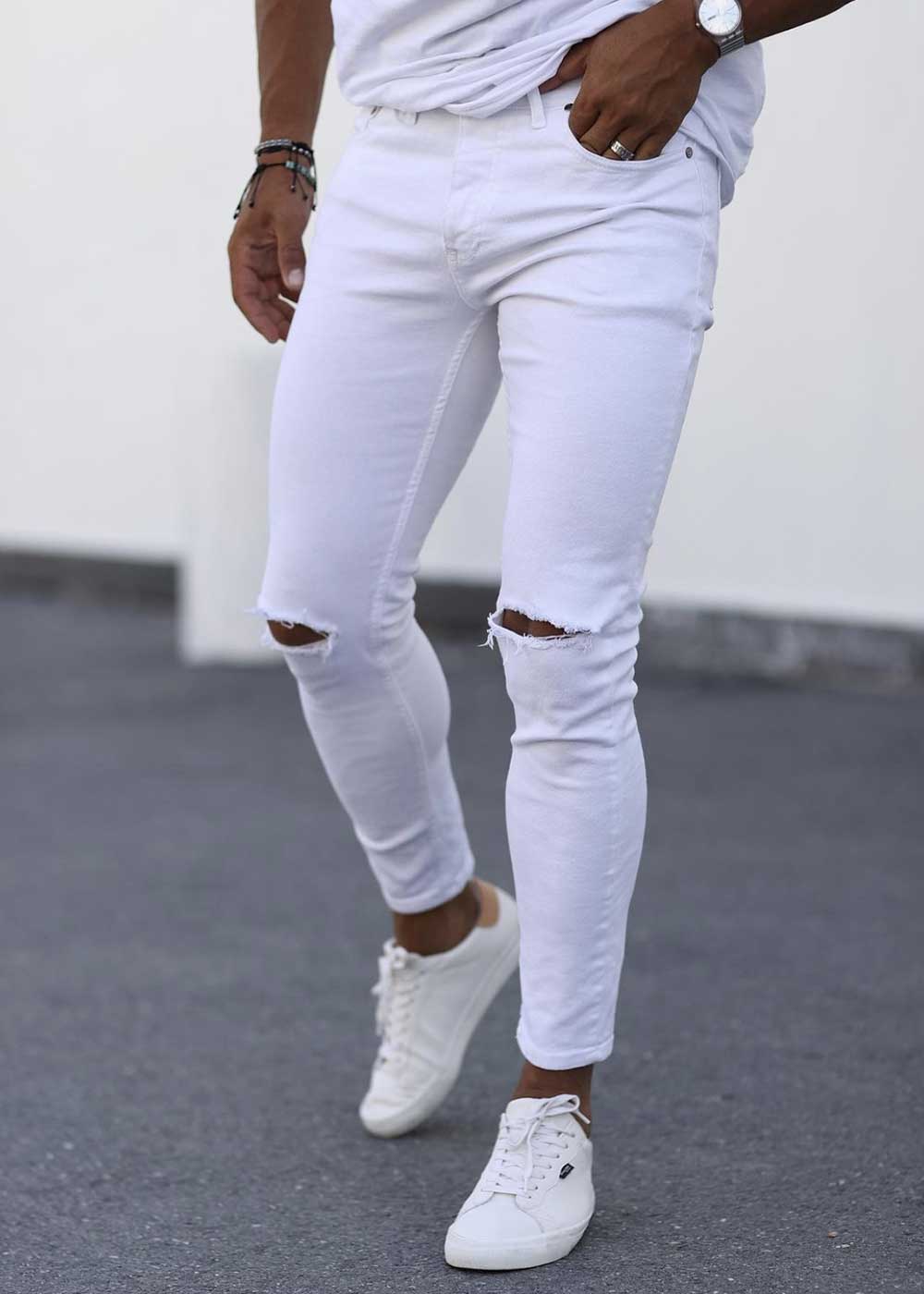 Ripped Skinny Jeans In White – 4