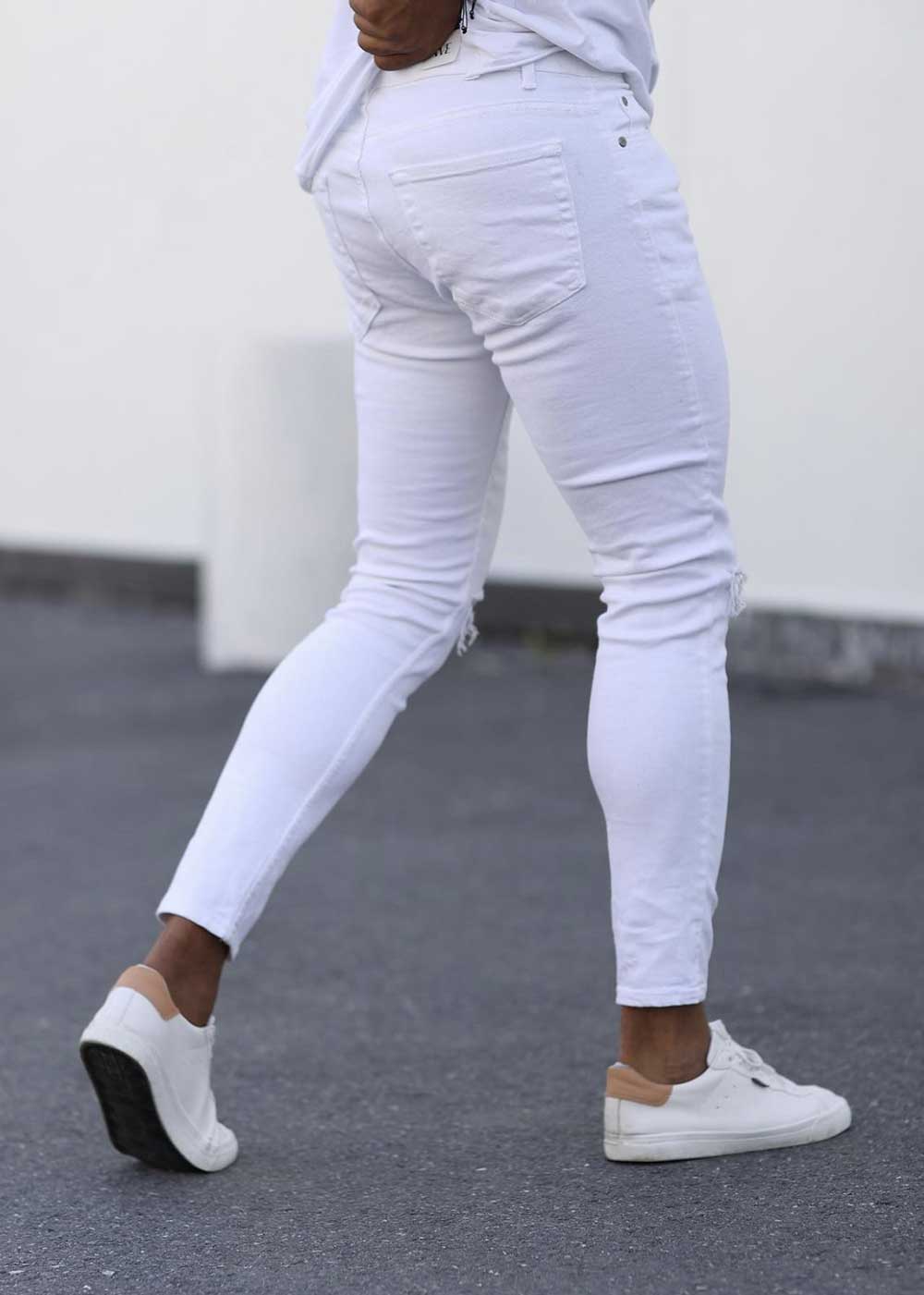 Ripped Skinny Jeans In White – 3