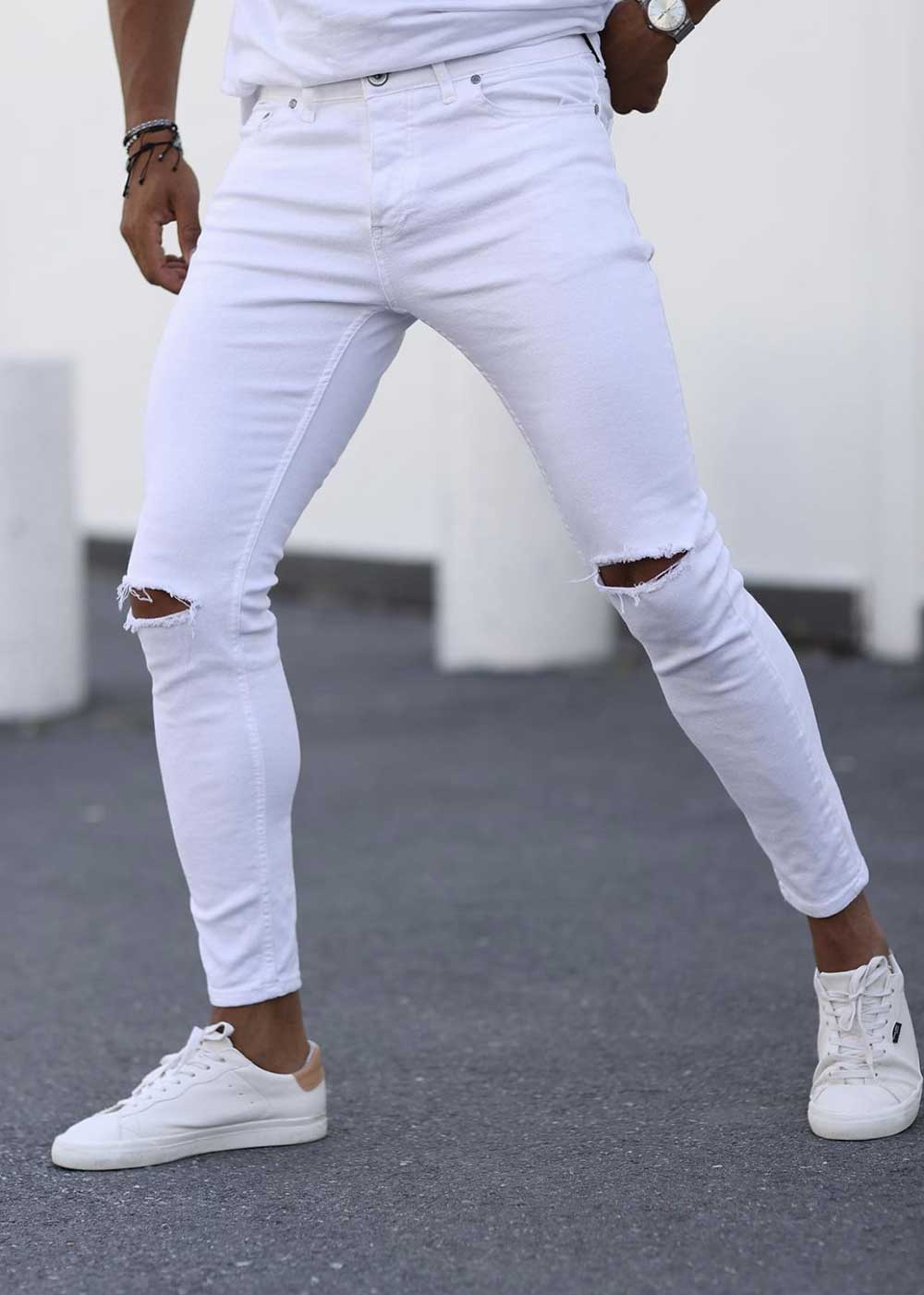 Ripped Skinny Jeans In White – 6