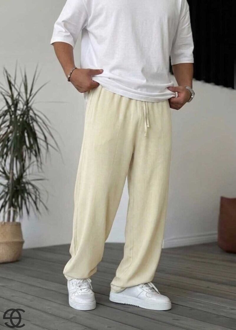 Baggy Παντελόνι Σε Tencel Ύφανση - Ανοιχτό Μπεζ – 3