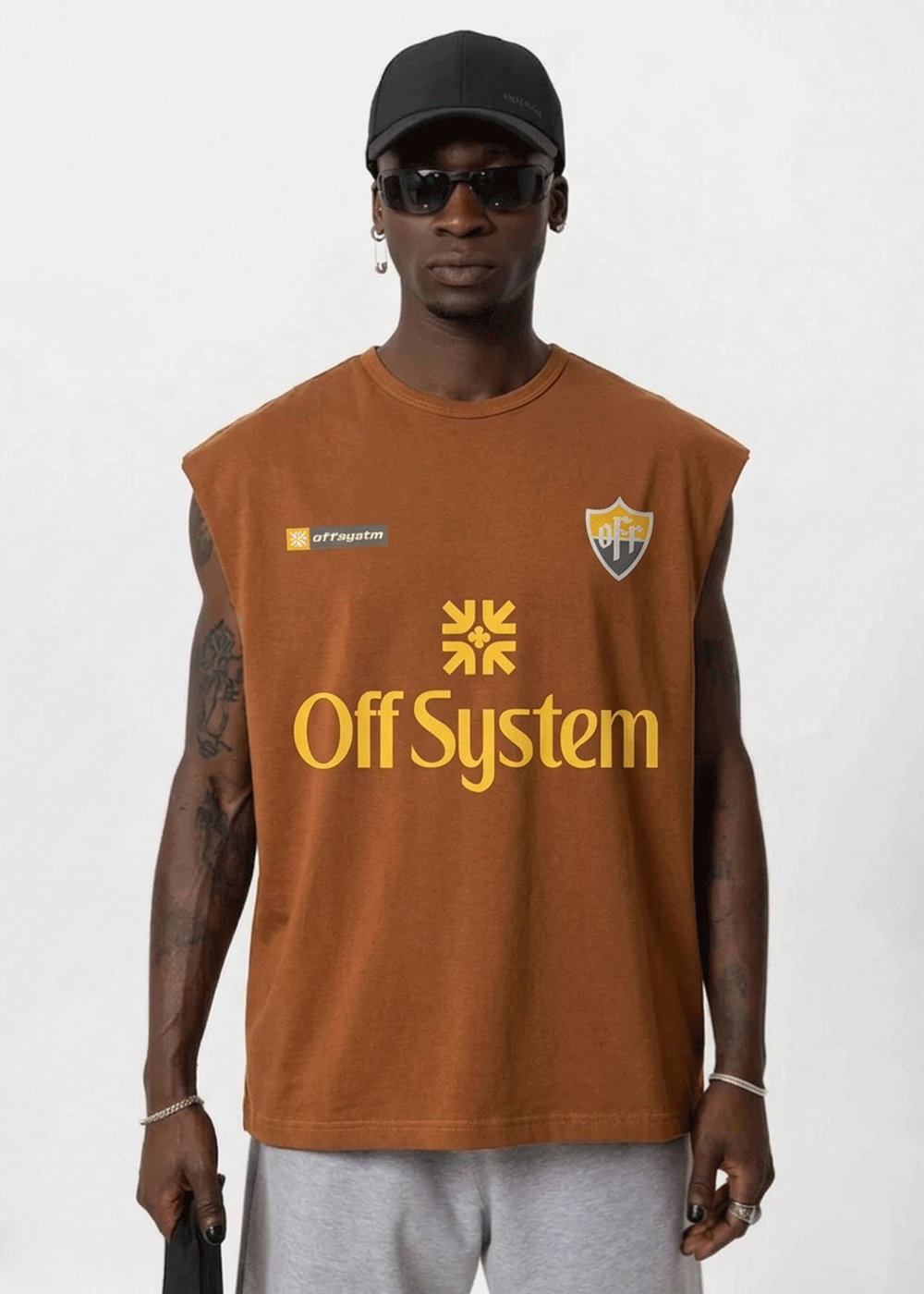 Off System Oversized Αμάνικο T-Shirt -Καφέ
