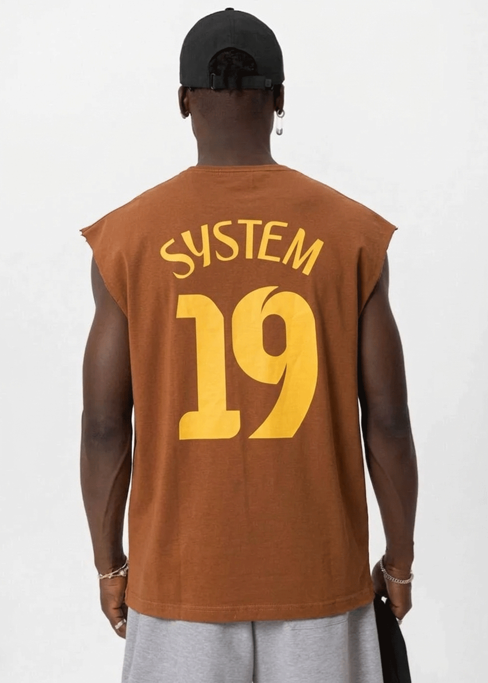 Off System Oversized Αμάνικο T-Shirt -Καφέ – 2