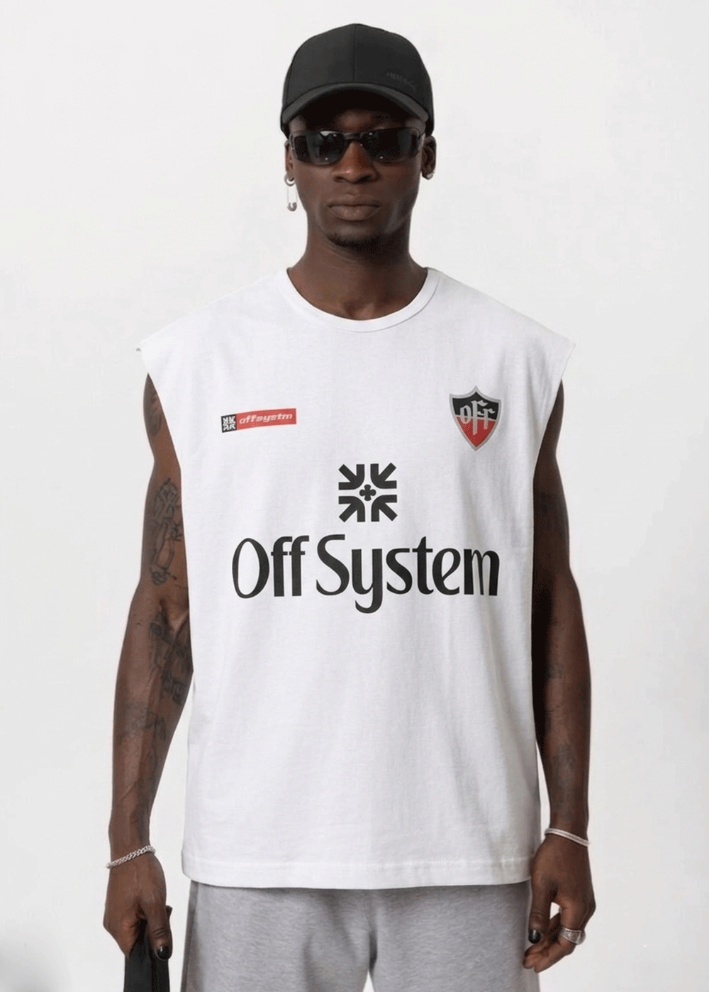 Off System Oversized Αμάνικο T-Shirt - Λευκό
