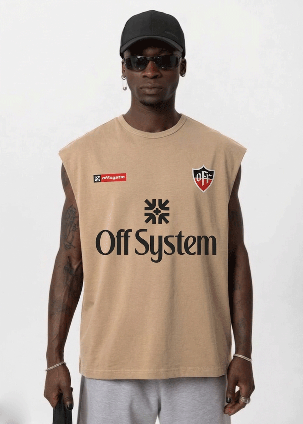 Off System Oversized Αμάνικο T-Shirt -Μπεζ