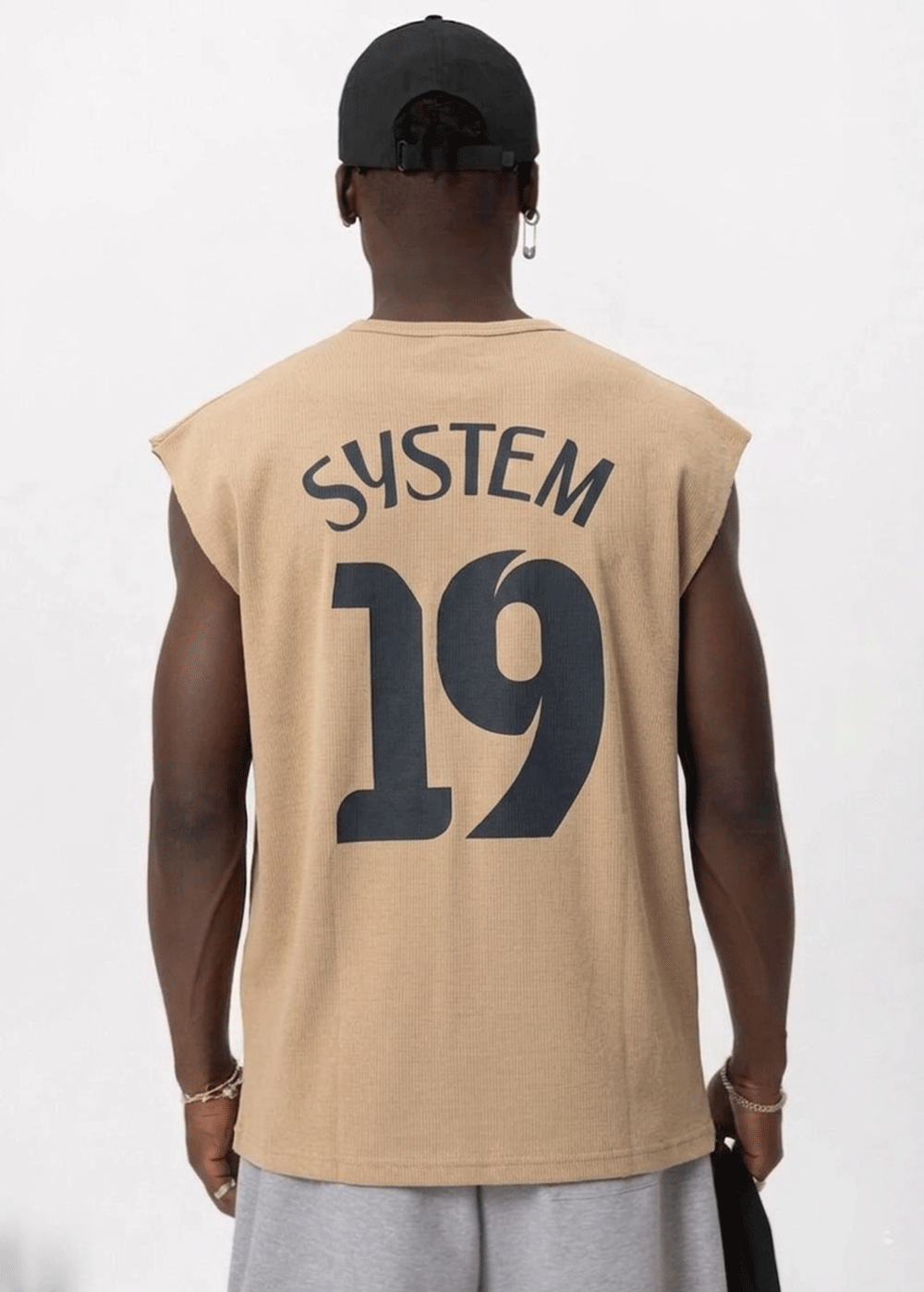 Off System Oversized Αμάνικο T-Shirt -Μπεζ – 2