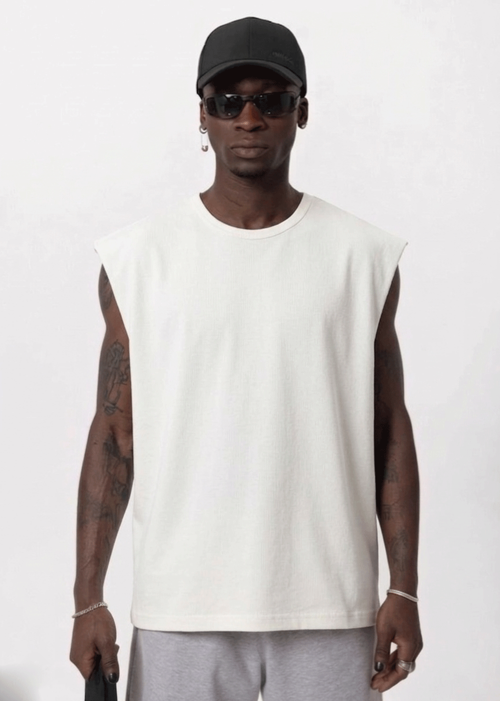 Oversized Αμάνικο T-Shirt One1  -Λευκό – 2