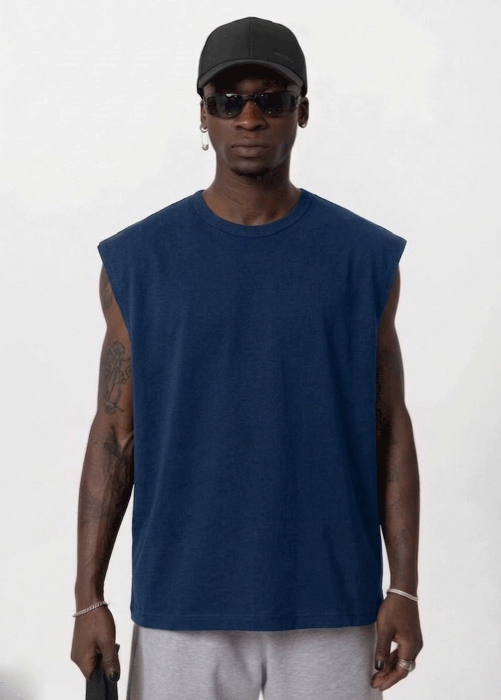 Oversized Αμάνικο T-Shirt One1  - Μπλε – 2