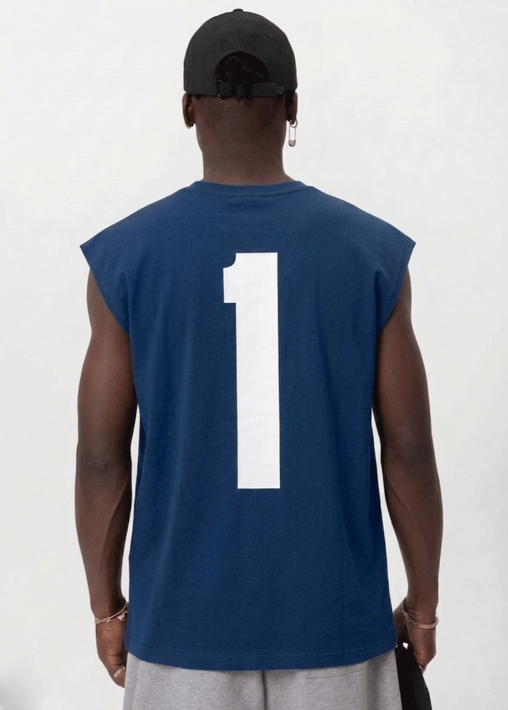 Oversized Αμάνικο T-Shirt One1  - Μπλε – 3