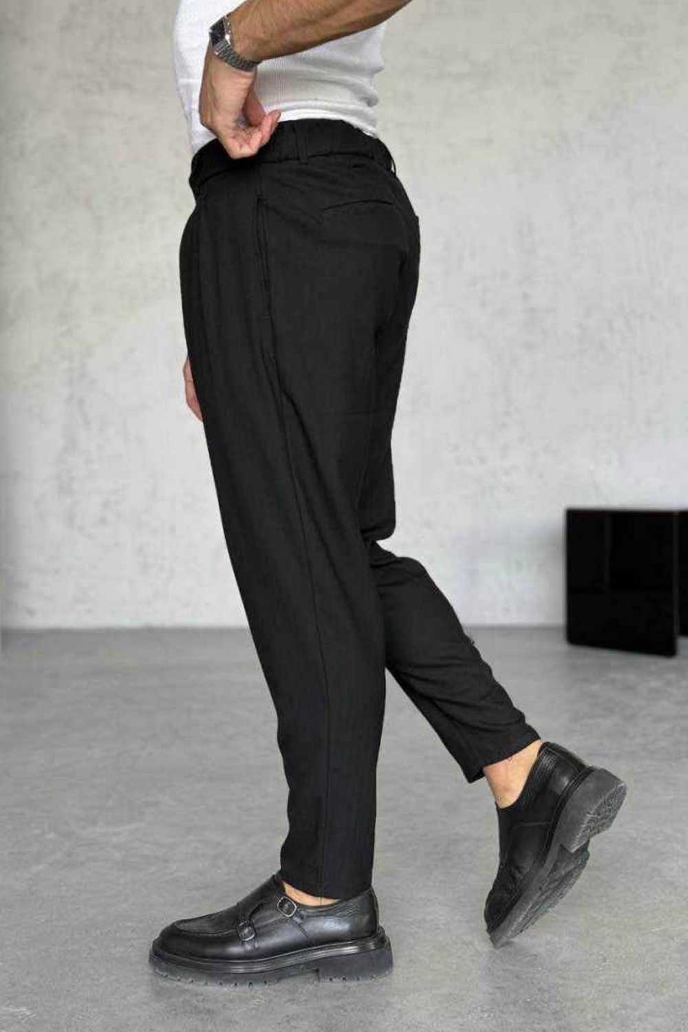 Υφασμάτινο Παντελόνι Tailored με Πιέτες – Μαύρο
