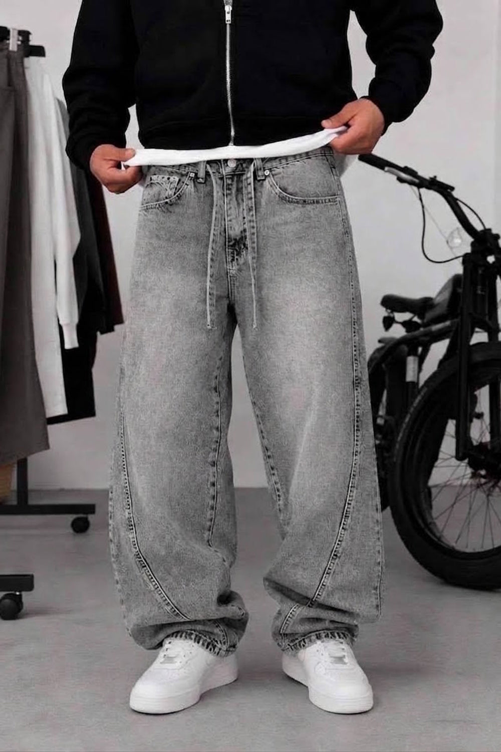 Παντελόνι Denim Urban Relax Baggy Studio – Ξεβαμμένο Ανθρακί